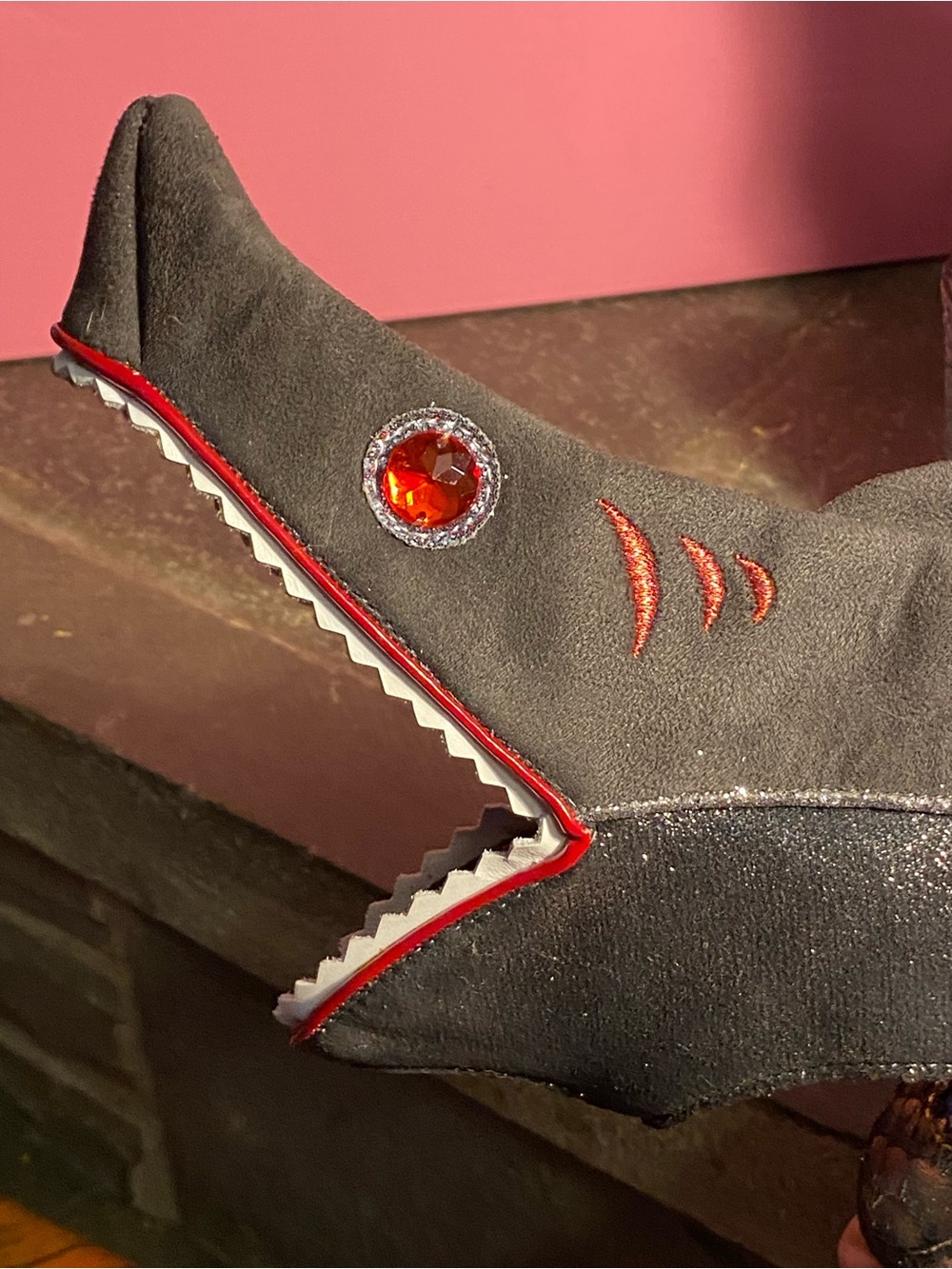 RARE Irregular Choice SHARK BITE boots,open toe,platform heels,shark face/teeth - Picture 15 of 16